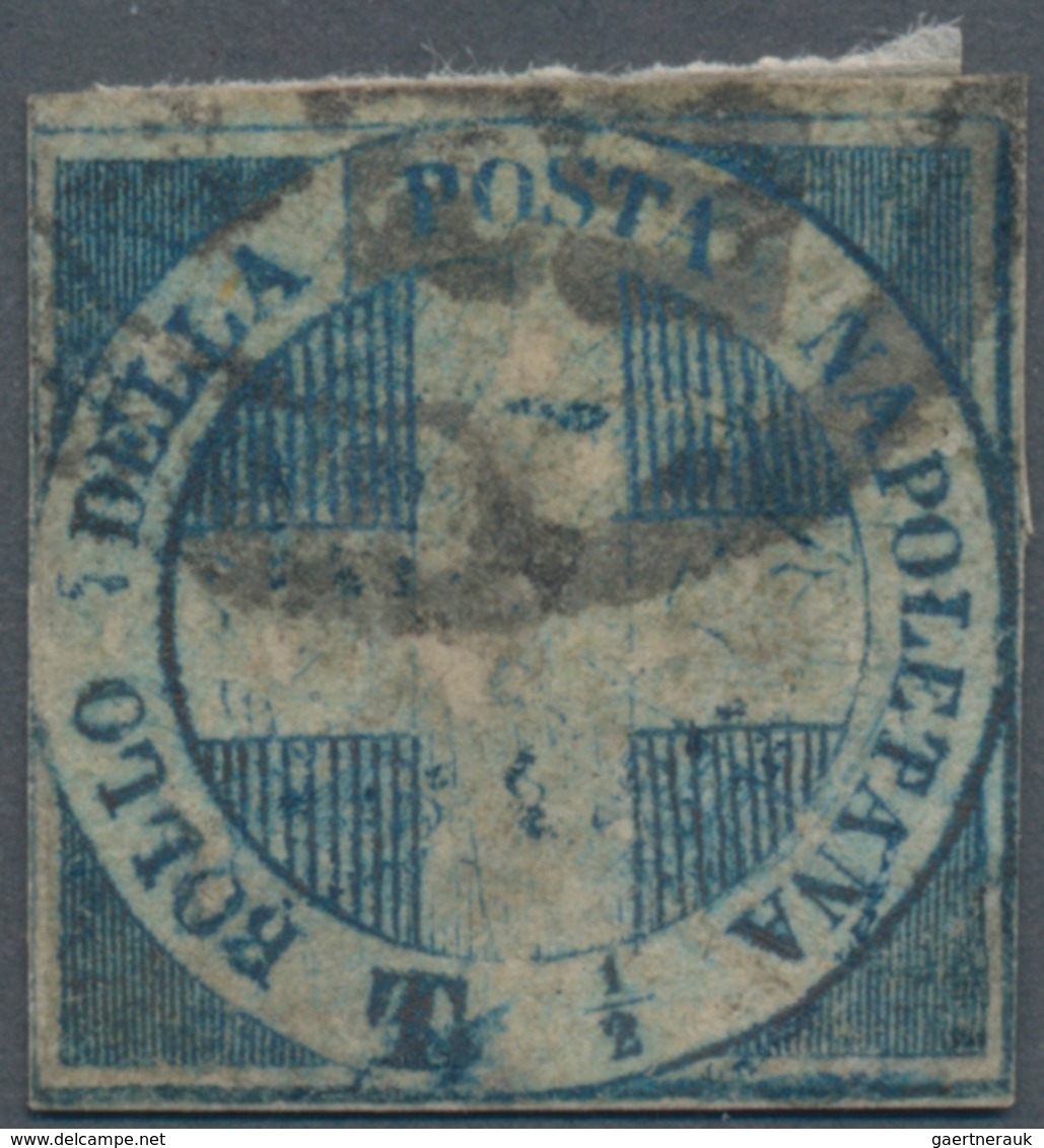 Italien - Altitalienische Staaten: Neapel: 1860, 1/2 Tor Blue Savoy Cross Cancelled With Defects (ti - Napels