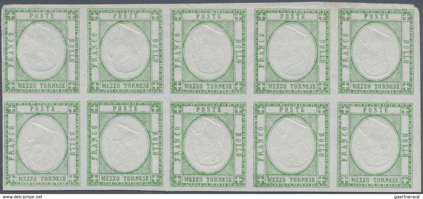 Italien - Altitalienische Staaten: Neapel: 1861, 1/2 Tornese Green Color-proof With Inverted Middle - Napels