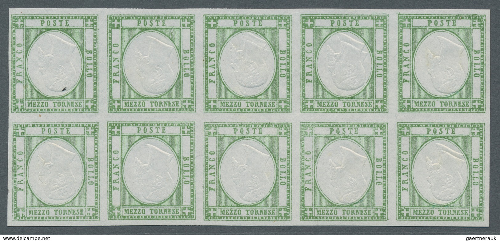 Italien - Altitalienische Staaten: Neapel: 1861, 1/2 Tornese Verde, 1/2t. Green With Variety "invert - Naples