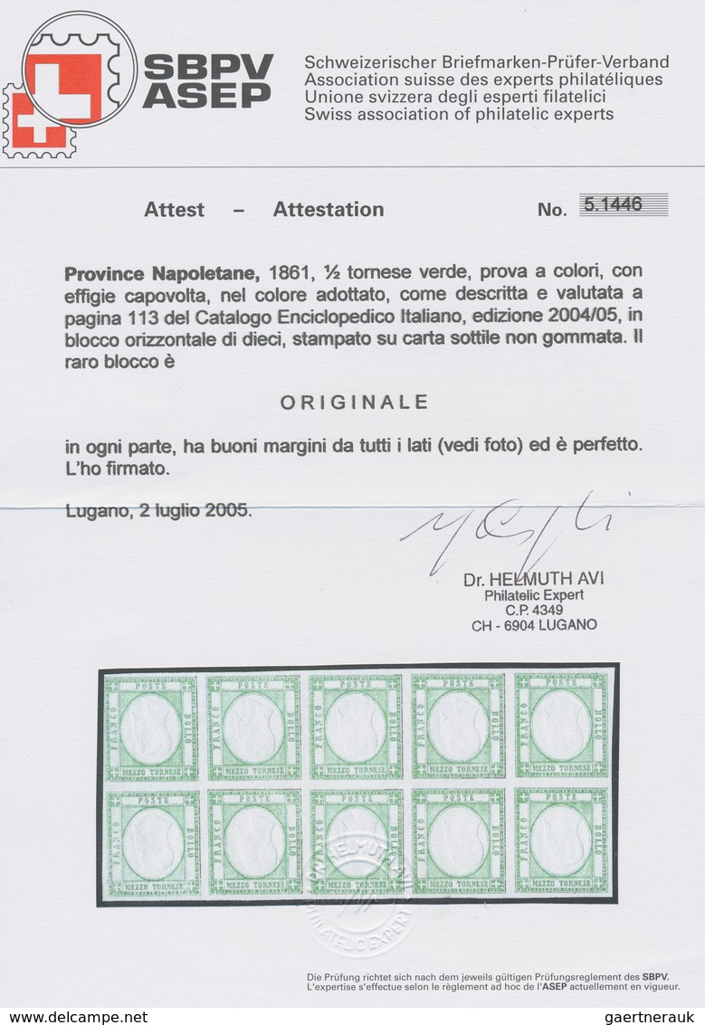 Italien - Altitalienische Staaten: Neapel: 1861, 1/2 Tornese Verde, 1/2t. Green With Variety "invert - Napels