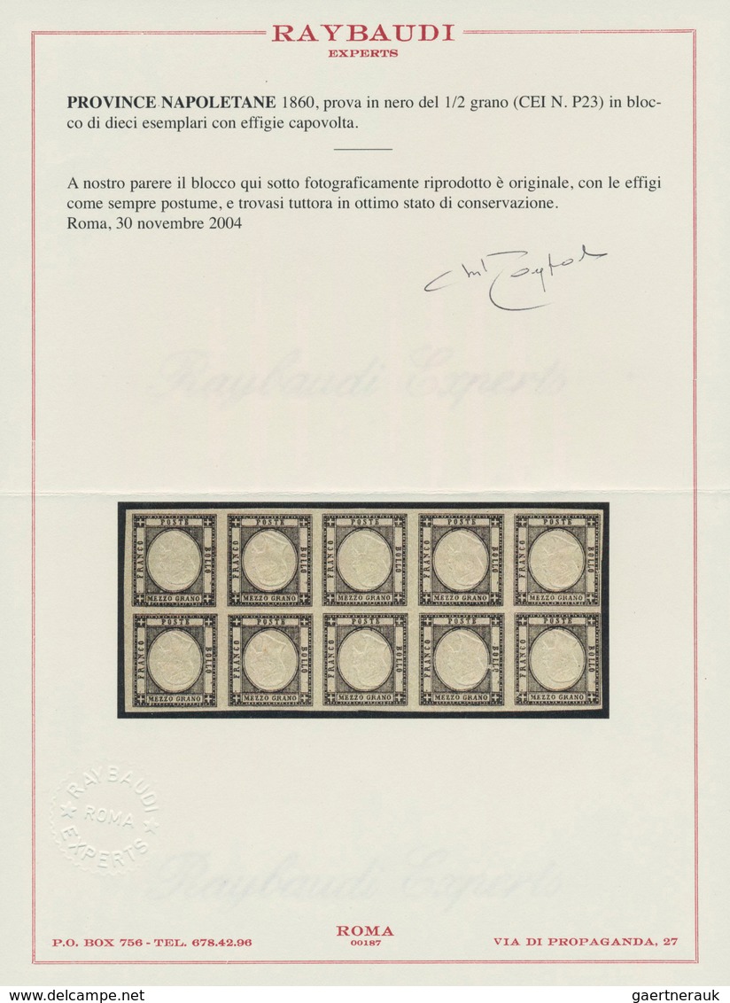 Italien - Altitalienische Staaten: Neapel: 1860, 1/2 Grano Black Color-proof With Inverted Middle Pi - Naples