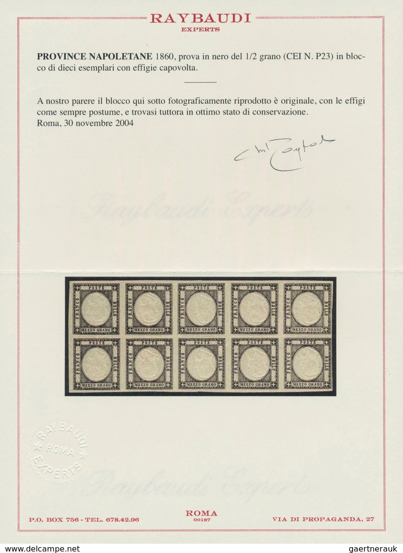 Italien - Altitalienische Staaten: Neapel: 1860, 1/2 Grano Black Color-proof With Inverted Middle Pi - Napels