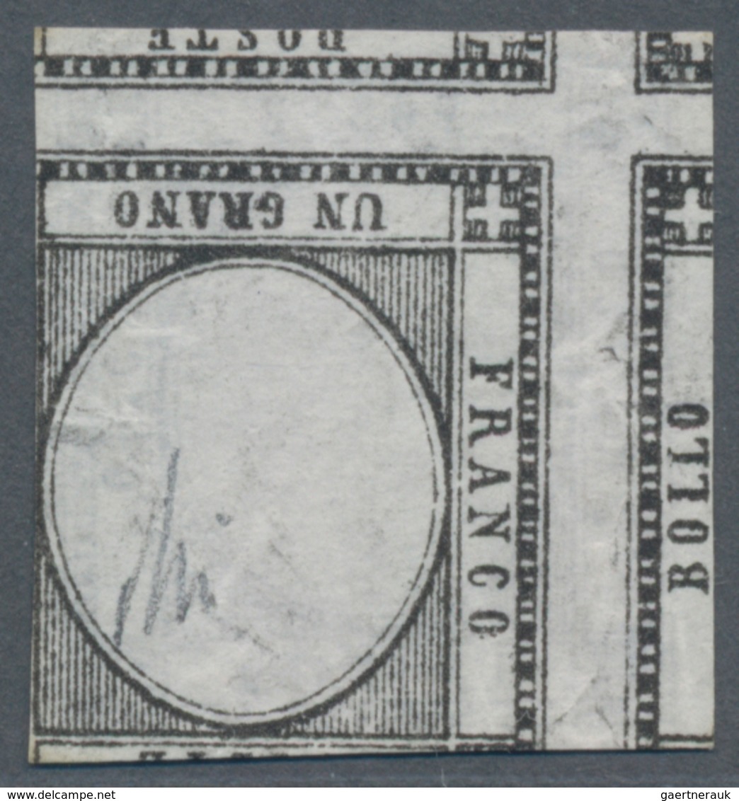 Italien - Altitalienische Staaten: Neapel: 1861, 1 Grano Black, Proof Without Embossed Center In The - Napels