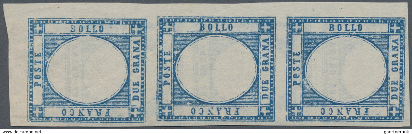 Italien - Altitalienische Staaten: Neapel: 1891. 2 Grana Blue, Proof Without Embossed Center In Adop - Naples