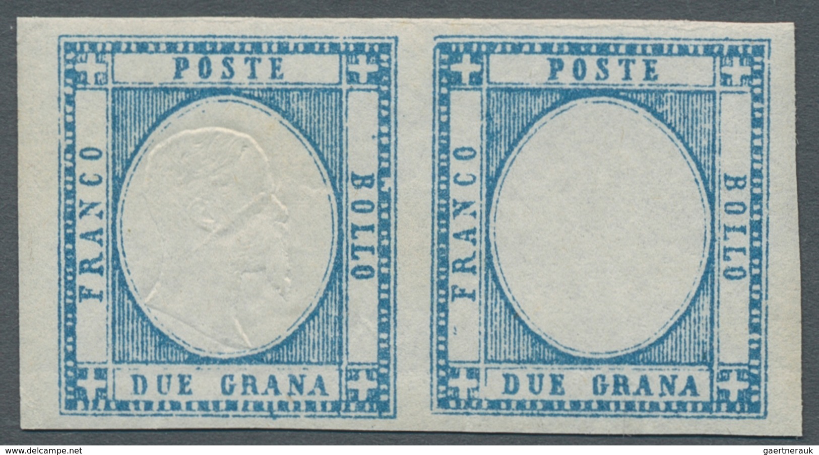 Italien - Altitalienische Staaten: Neapel: 1861, 2 Grana Azzurro Chiaro, 2gr. Bright Blue Horizontal - Naples