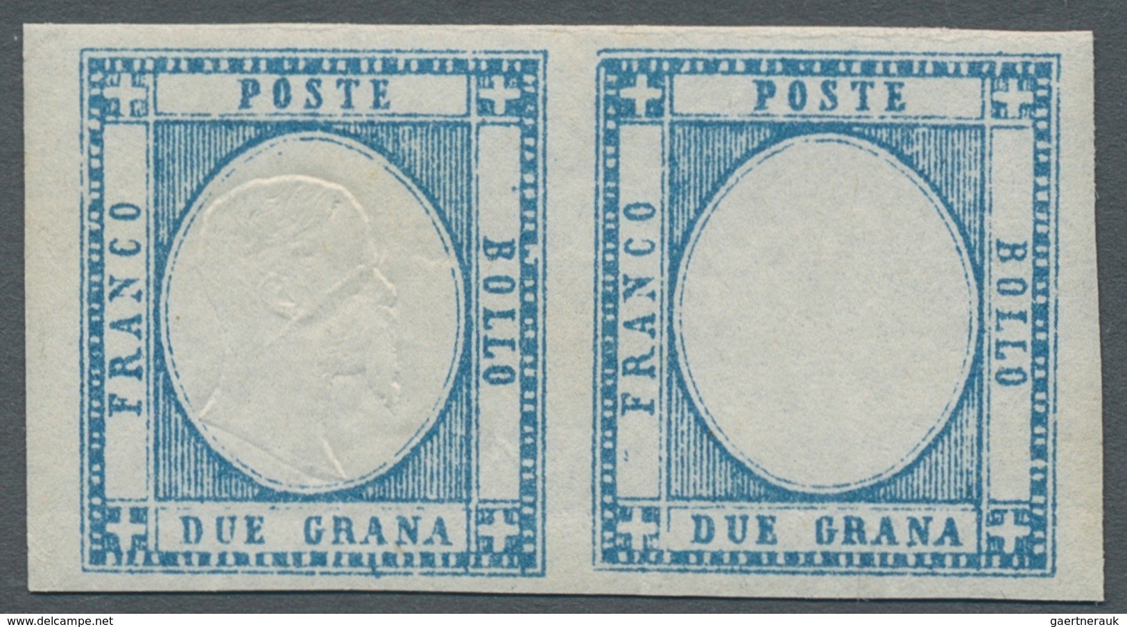 Italien - Altitalienische Staaten: Neapel: 1861, 2 Grana Azzurro Chiaro, 2gr. Bright Blue Horizontal - Napels