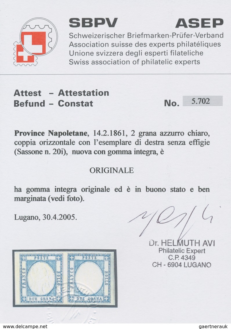 Italien - Altitalienische Staaten: Neapel: 1861, 2 Grana Azzurro Chiaro, 2gr. Bright Blue Horizontal - Naples