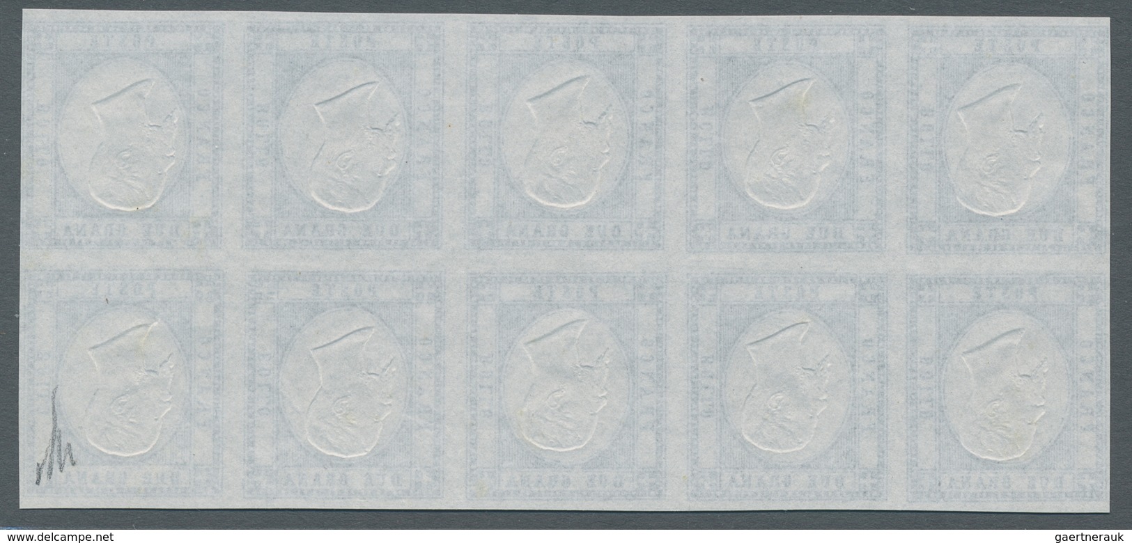 Italien - Altitalienische Staaten: Neapel: 1861, 2 Grana Azzurro, 2gr. Blue, Colour Proof With King` - Naples