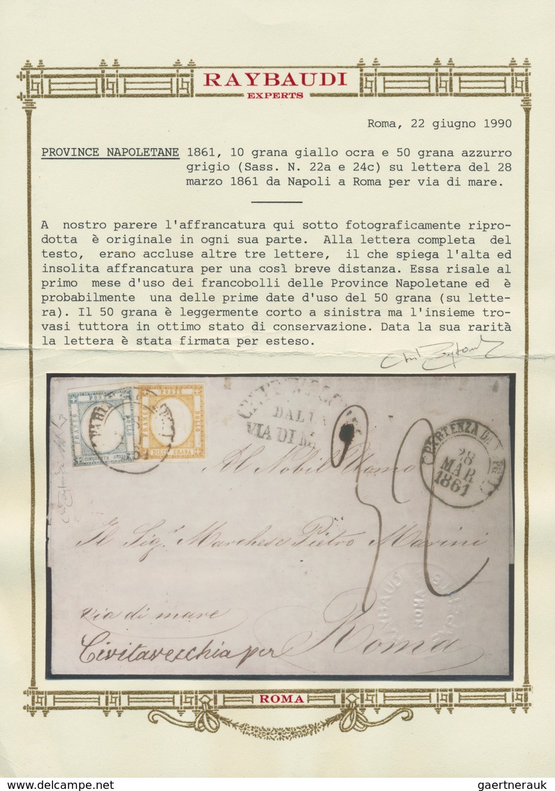 Italien - Altitalienische Staaten: Neapel: 1861, 10 Grana Yellow And 50 Grana Bluish Grey On Letter - Naples