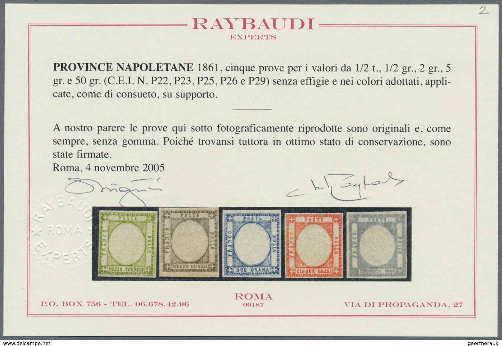 Italien - Altitalienische Staaten: Neapel: 1861. Proofs Without Embossed Center In Adopted Colors. F - Naples