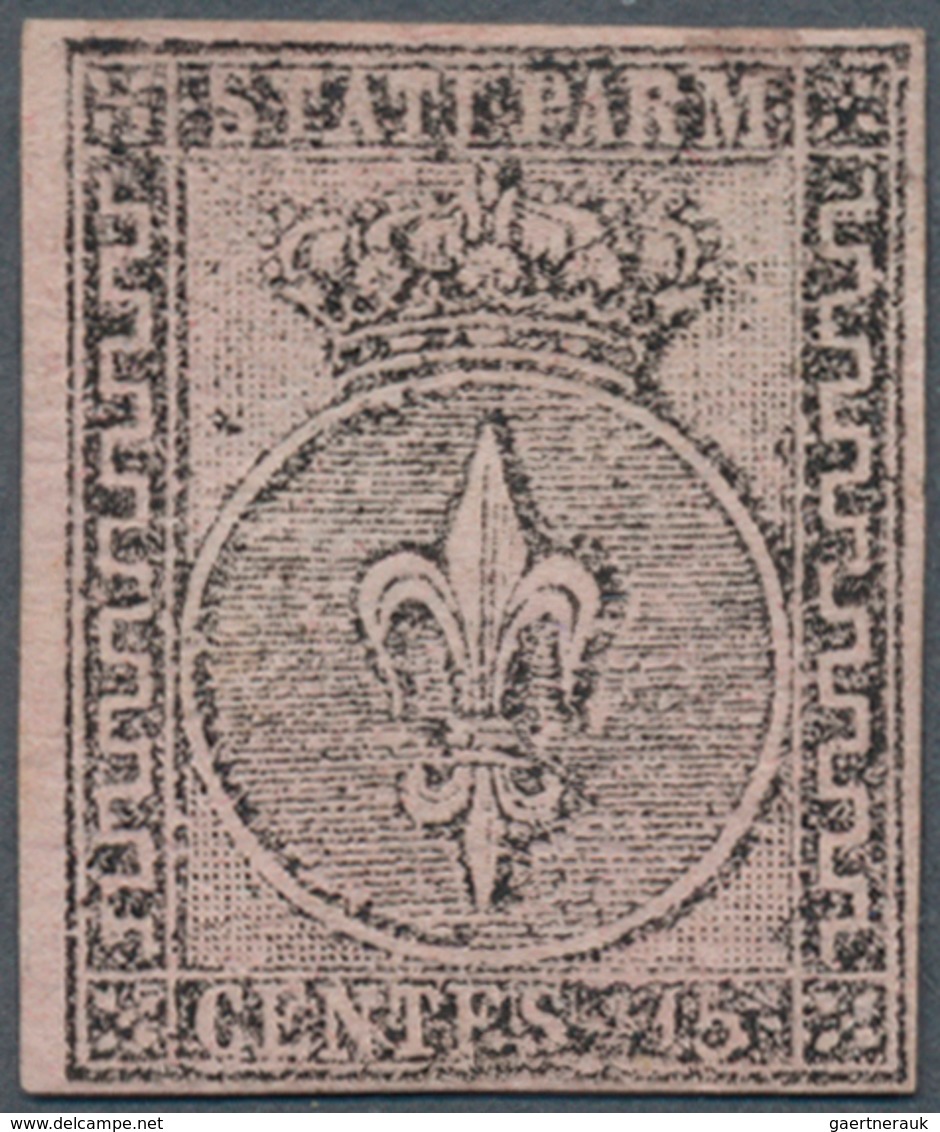 Italien - Altitalienische Staaten: Parma: 1852, 15c. Black On Rose, Fresh Colour And Close To Full M - Parma