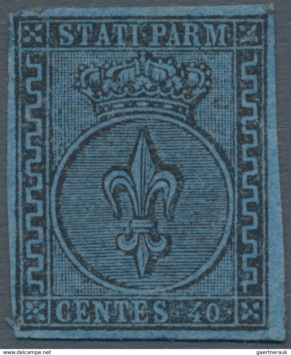 Italien - Altitalienische Staaten: Parma: 1852: 40 Cents Black On Blue, Mint With Original Gum. Sass - Parma