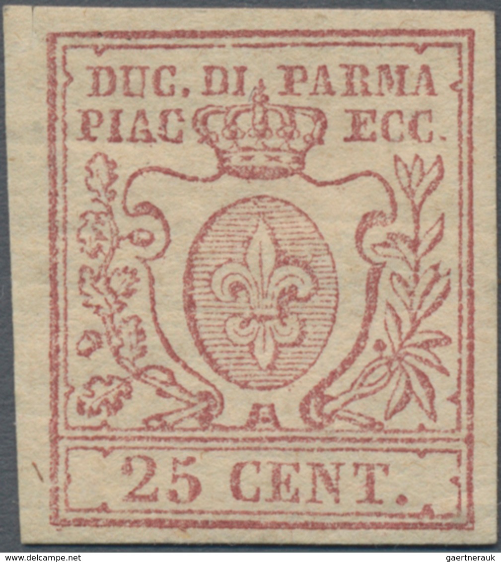 Italien - Altitalienische Staaten: Parma: 1857, 25 C. Brown Lilac, Mint Hinged With Original Gum, Fu - Parma