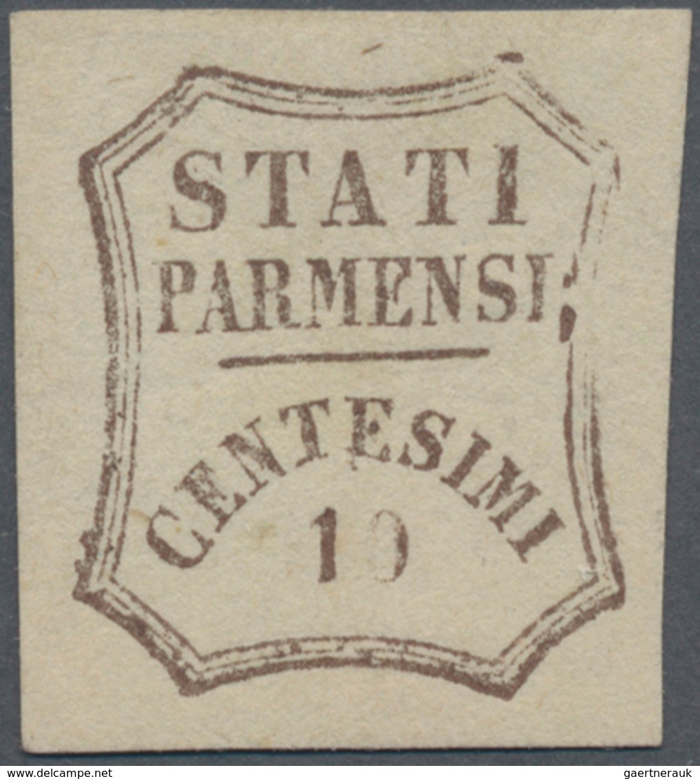 Italien - Altitalienische Staaten: Parma: 1859, 10 C Dark-brown Mint Never Hinged, Very Wide Margins - Parma