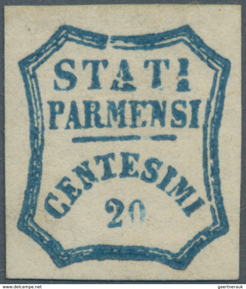 Italien - Altitalienische Staaten: Parma: 1859, 20 Cent Dark Blue Mint With Original Gum, "A" And "I - Parma