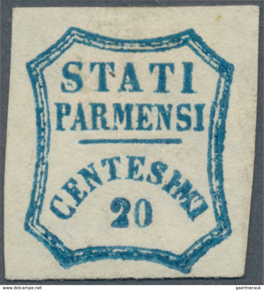 Italien - Altitalienische Staaten: Parma: 1859, Provisional Government, 20 C Blue, Mint With Origina - Parma