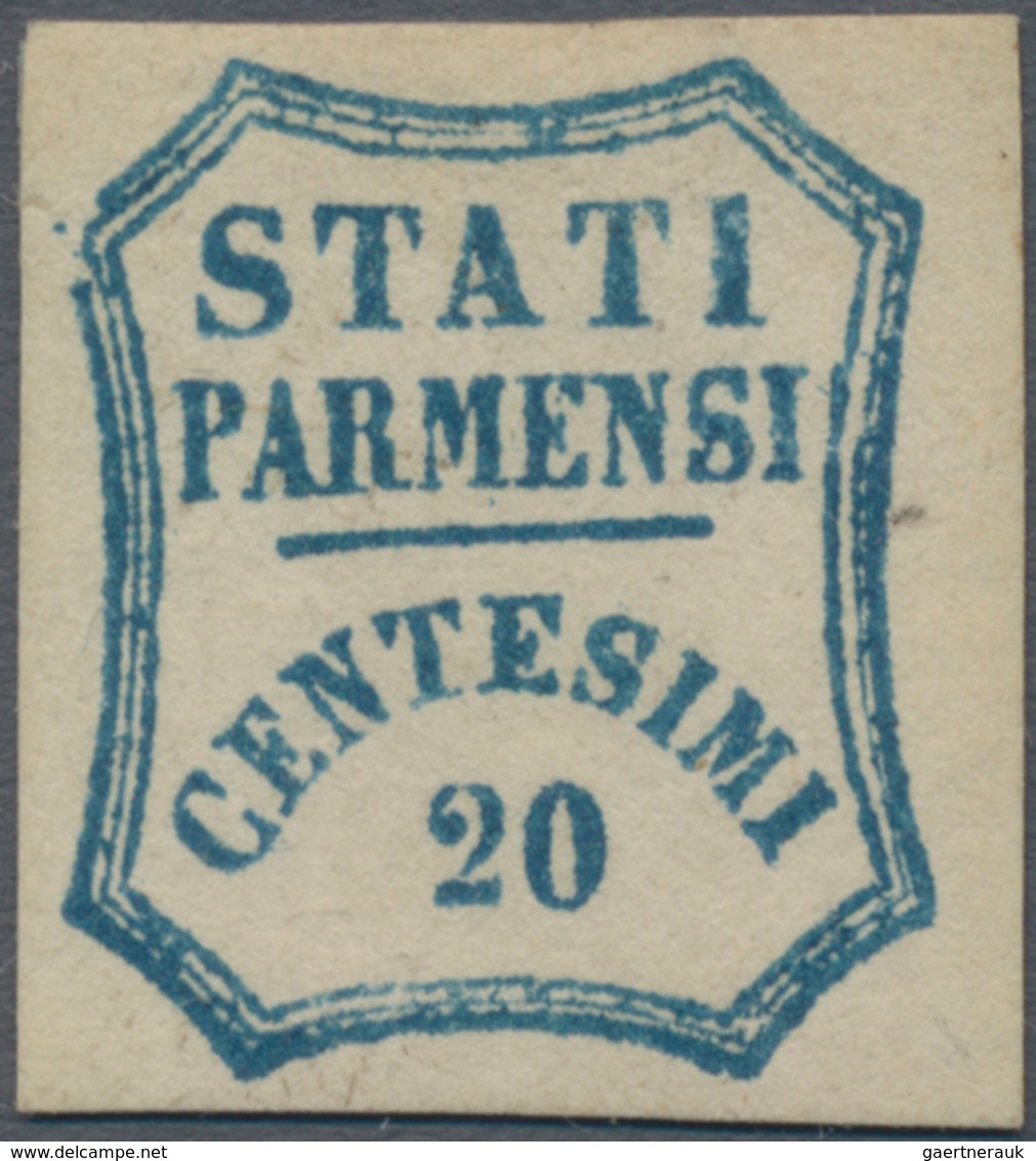 Italien - Altitalienische Staaten: Parma: 1859, 20 Cent. Blue Mint With Original Gum (No 41 Of The S - Parma