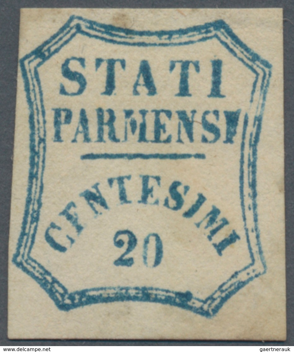 Italien - Altitalienische Staaten: Parma: 1859, 20 C Blue Unused With Parts Of Original Gum, Still I - Parma