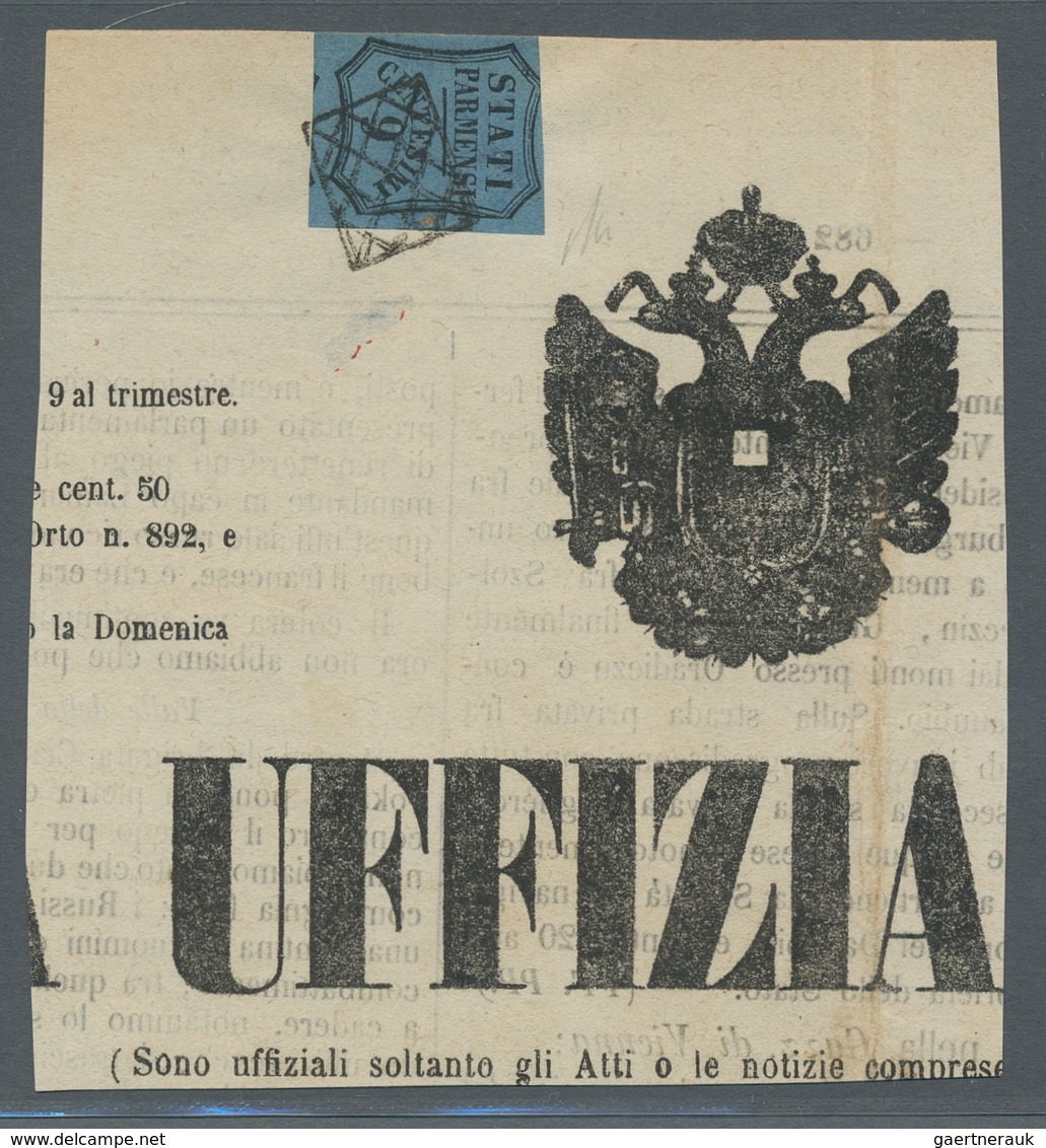 Italien - Altitalienische Staaten: Parma - Zeitungsstempelmarken: 1853, Segnatasse Per Giornali 9 Ce - Parma