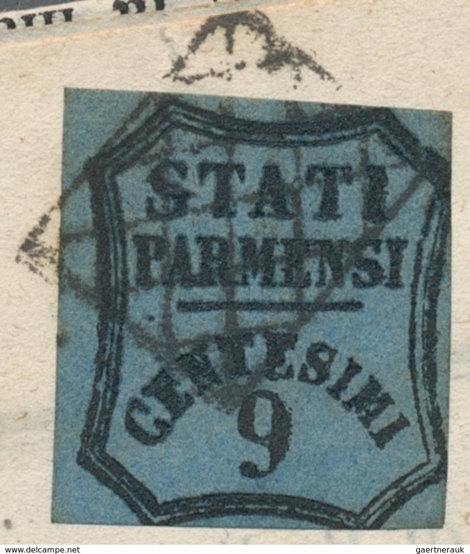 Italien - Altitalienische Staaten: Parma - Zeitungsstempelmarken: 1853, "9 C. Black On Blue", In Dee - Parma