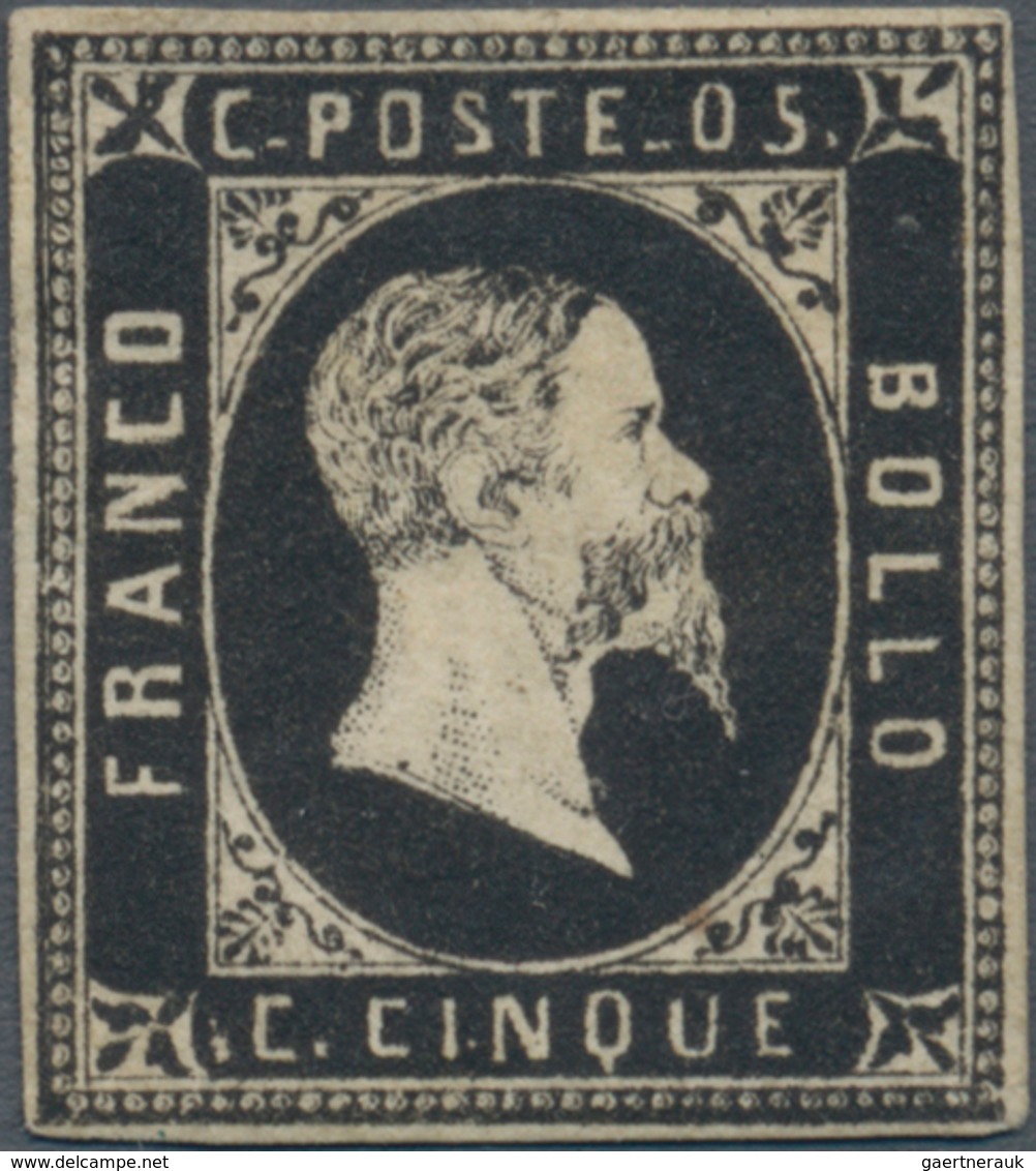 Italien - Altitalienische Staaten: Sardinien: 1851. 5 C. Black, Good Margins Allaround, Unused Witho - Sardinia