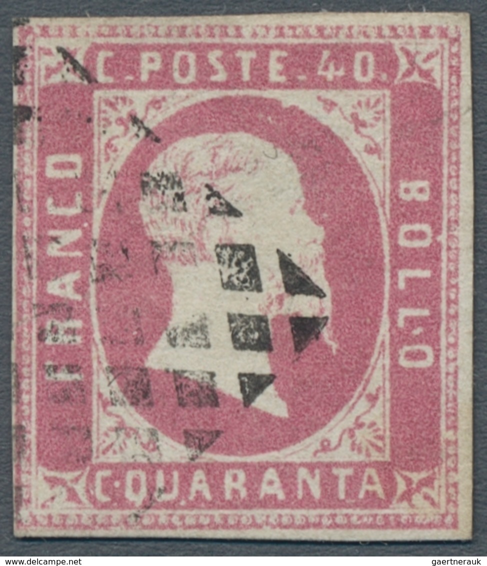 Italien - Altitalienische Staaten: Sardinien: 1851, "40 C. Pink", Color-fresh Value With Well Succee - Sardinien