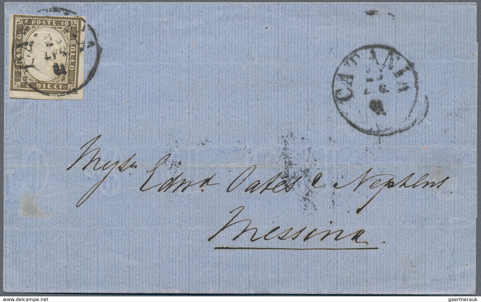 Italien - Altitalienische Staaten: Sardinien: 1855, Viktor Emanuel 10 C Olive-grey (olivia Grigio Sc - Sardinia