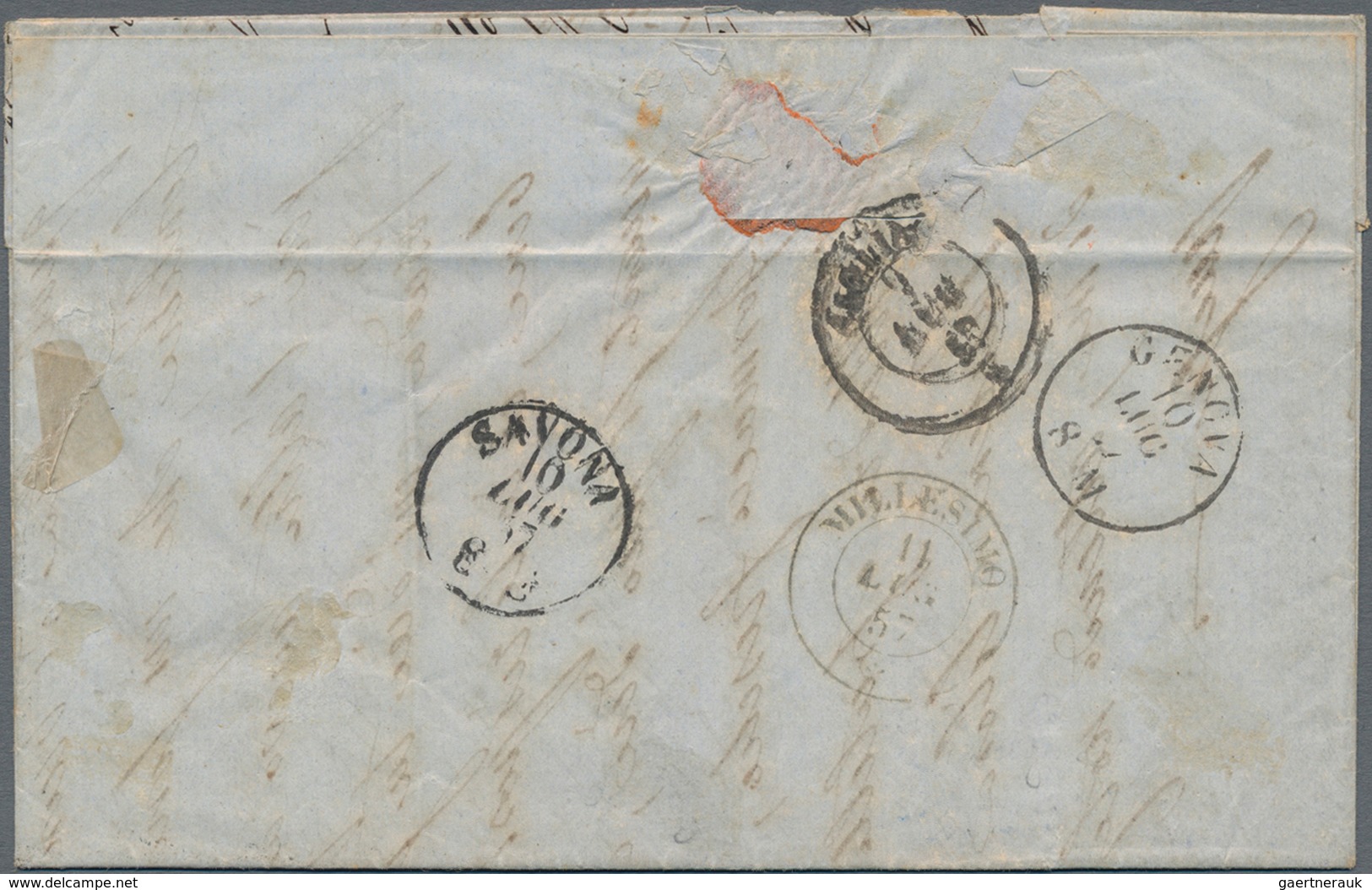 Italien - Altitalienische Staaten: Sardinien: 1855. 20 C. Cobalt On Letter Addressed To Millesimo, C - Sardinia