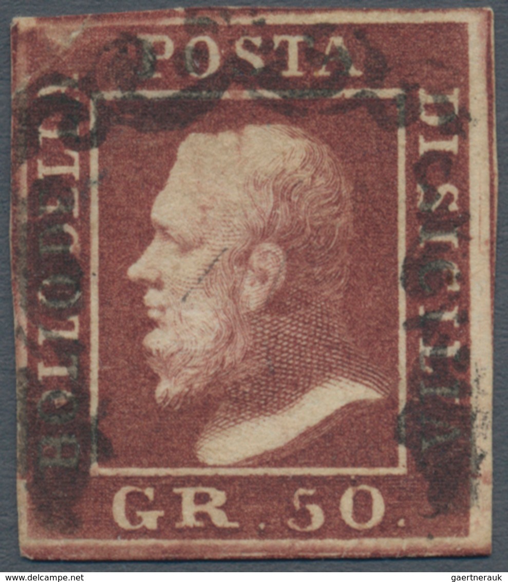 Italien - Altitalienische Staaten: Sizilien: 1859, 50gr. Purple Brown, Intense Colour, Full To Large - Sicily