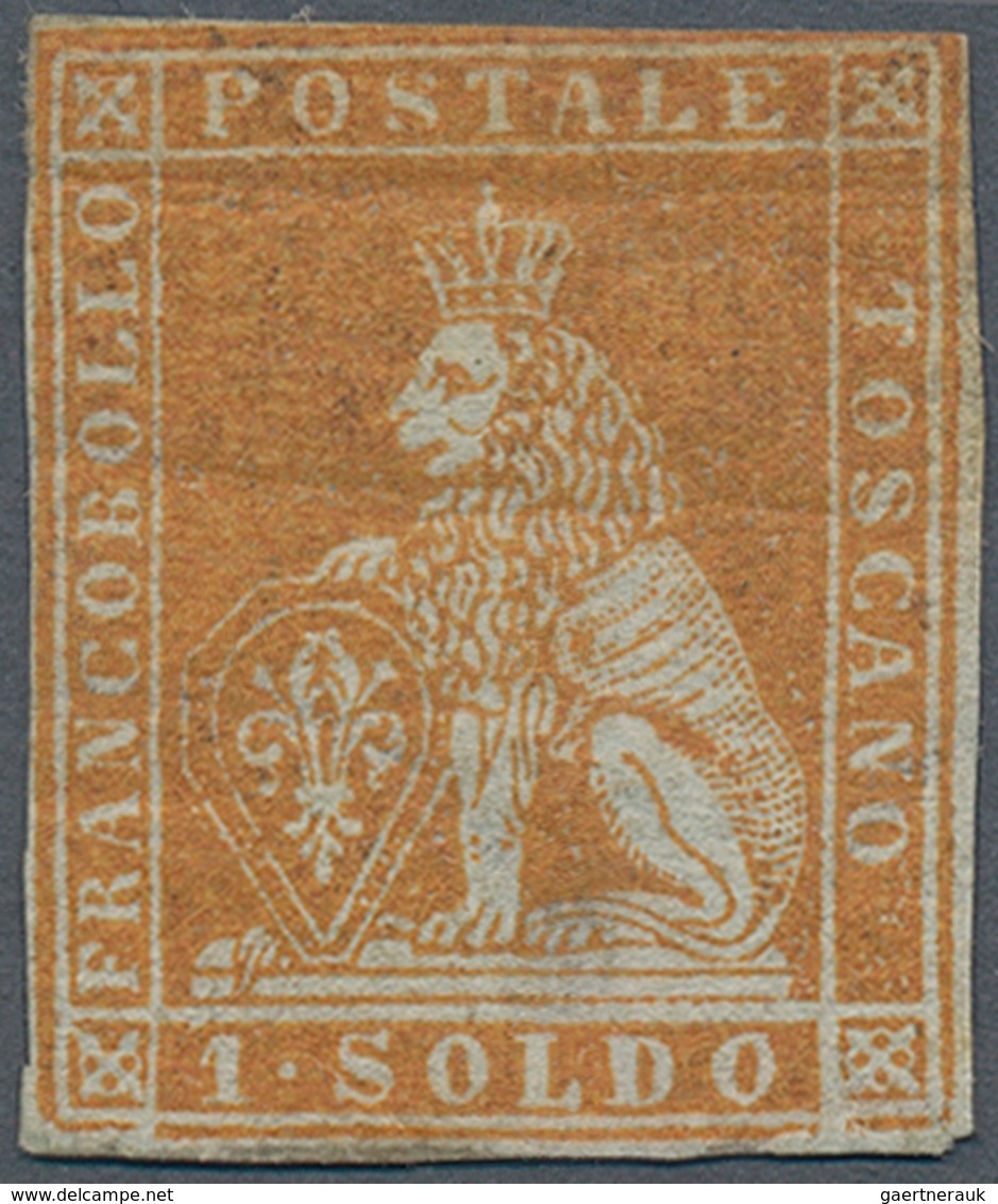 Italien - Altitalienische Staaten: Toscana: 1851, 1 S Ochre, Three Margins, Slightly Touched At Top, - Tuscany