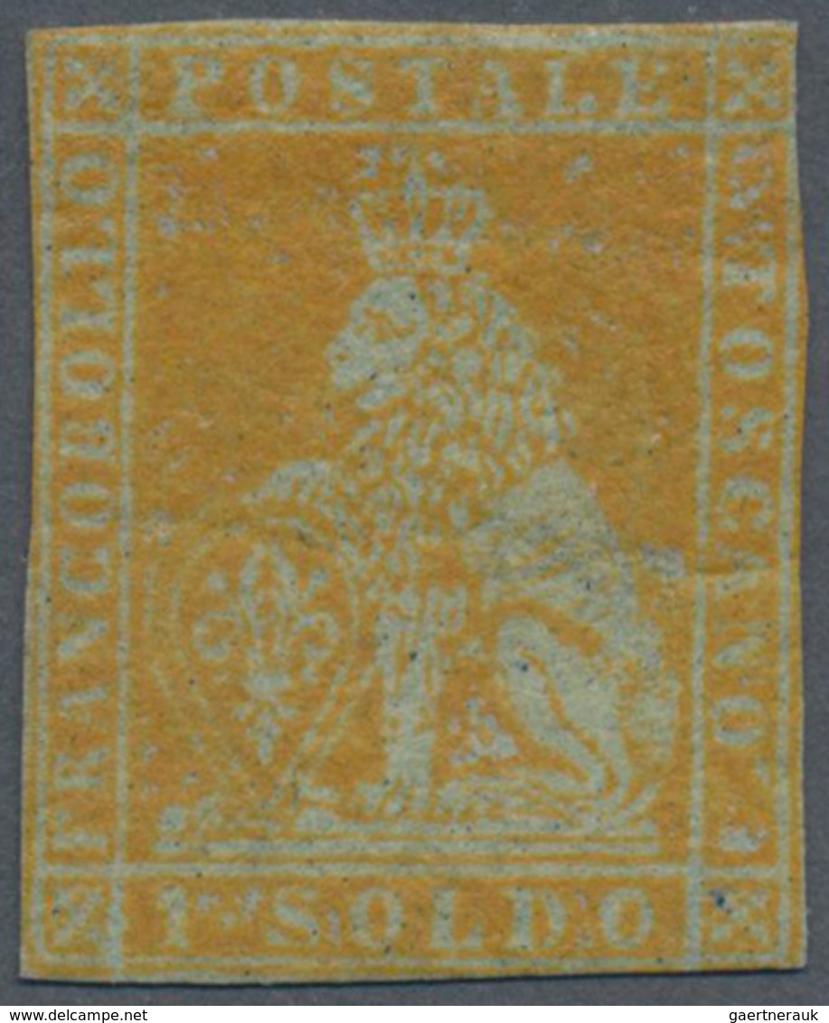 Italien - Altitalienische Staaten: Toscana: 1851, 1 So Golden Yellow Unused With Original Gum, Narro - Tuscany