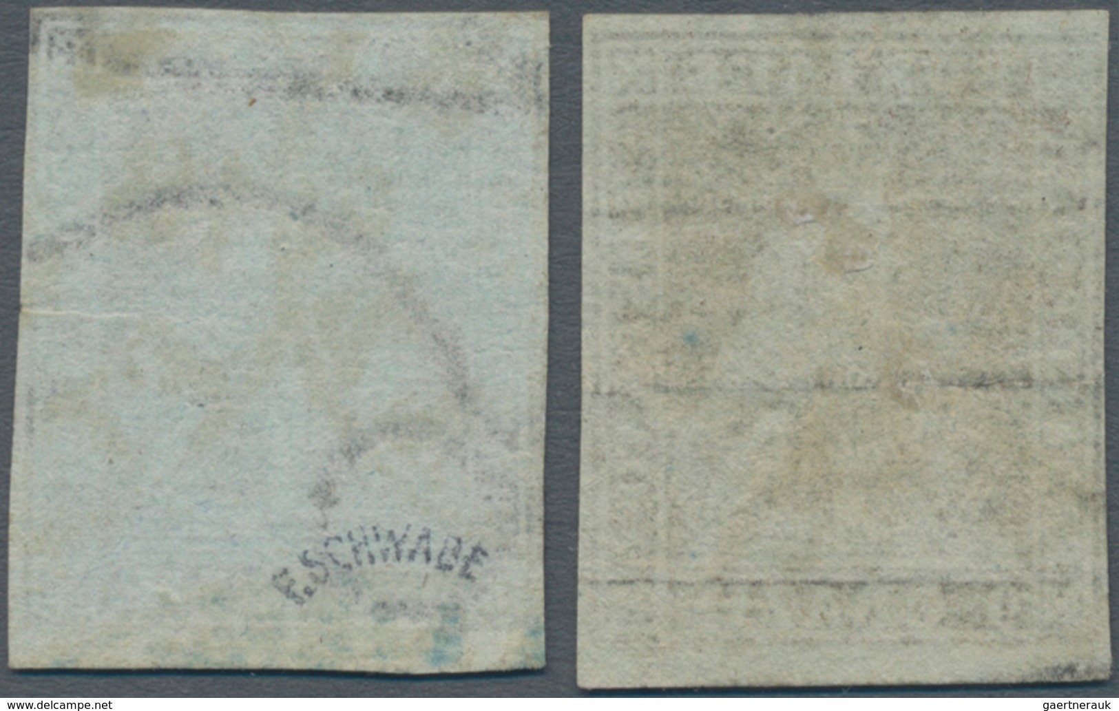 Italien - Altitalienische Staaten: Toscana: 1851, Two Stamps 9 Cr. Violet Brown On Blueish Paper (si - Tuscany