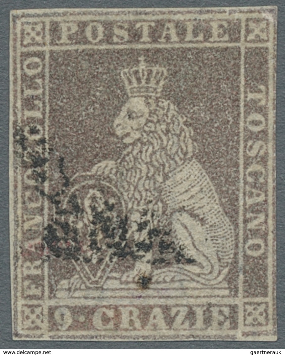 Italien - Altitalienische Staaten: Toscana: 1857, "9 Cr. Purple", Color-fresh Value With Subtile Can - Tuscany