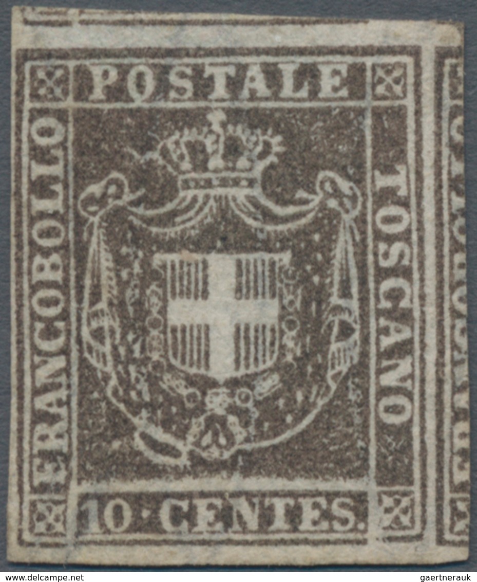 Italien - Altitalienische Staaten: Toscana: 1860, 10 Cent. Brown Mint Without Gum, All Sides With Fu - Tuscany