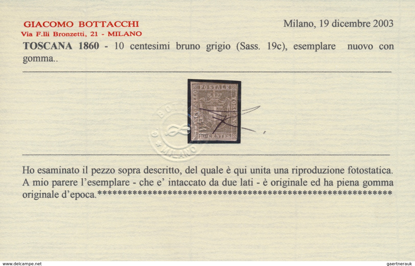 Italien - Altitalienische Staaten: Toscana: 1860, 10c. Brownish Grey, Fresh Colour, Cut Into To Full - Tuscany