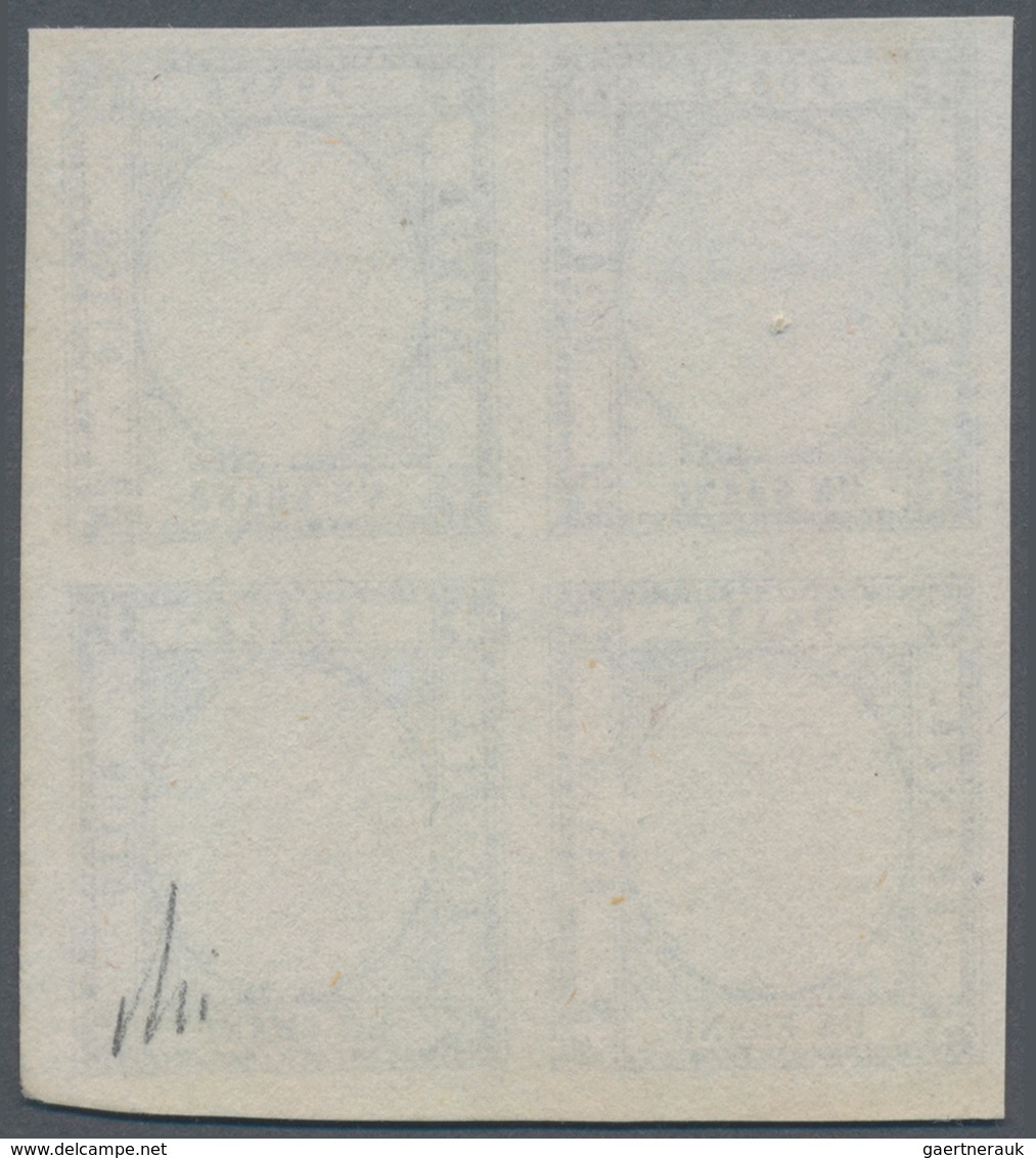 Italien: 1861, 1 Grano Black In Block Of Four Color Proof Without Embossing As Described On Page 113 - Mint/hinged