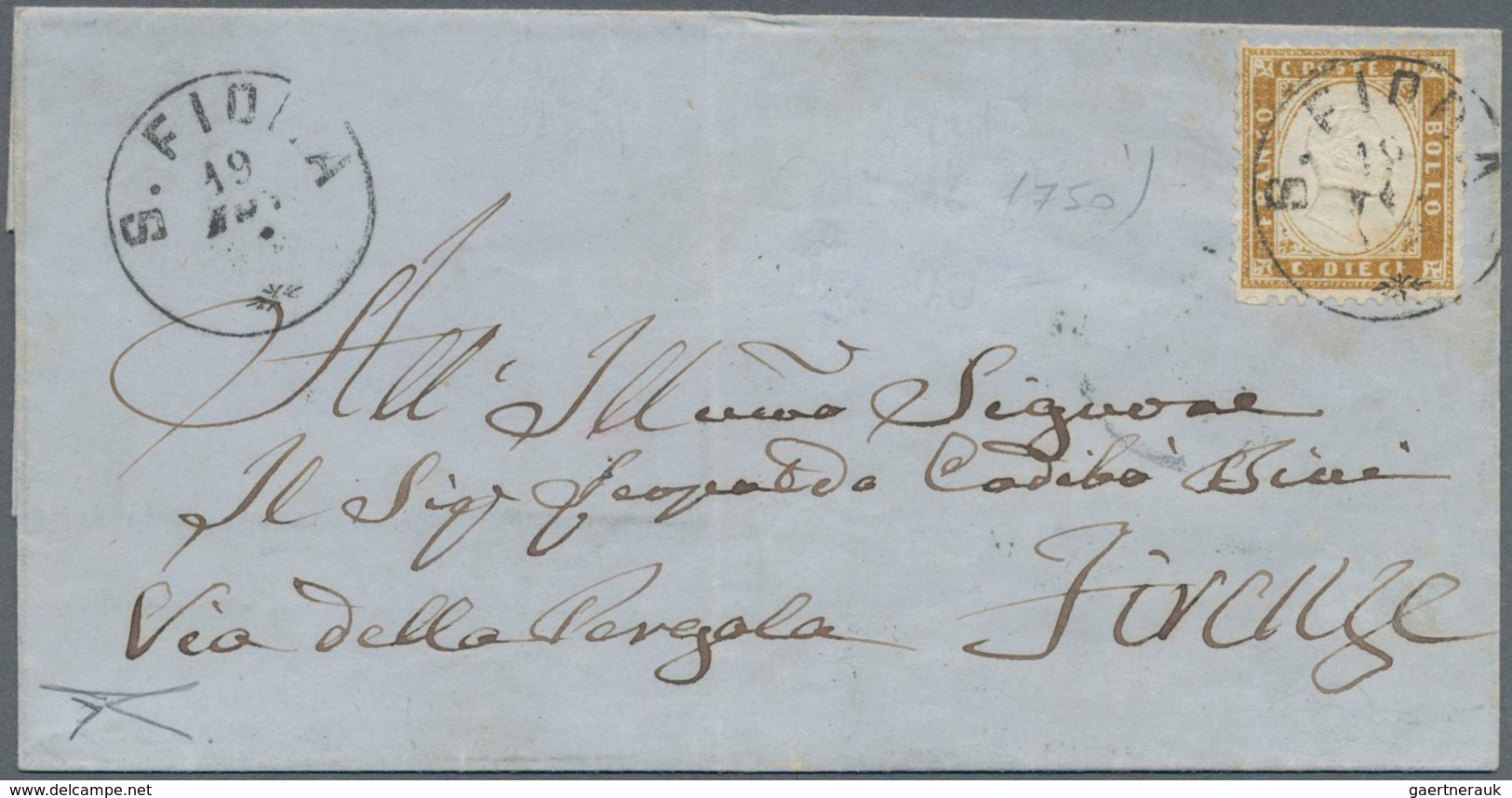 Italien: 1862, 10 C Yellow-brown Tied By Circle Cancel "SIFIORA" On Folded Letter To Firenze In Good - Ongebruikt