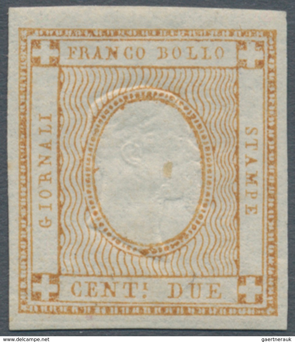 Italien: 1862, 2 Cents Bistro With The Effigy Of Vittorio Emanuelle II. Instead Of The Number "2", A - Mint/hinged