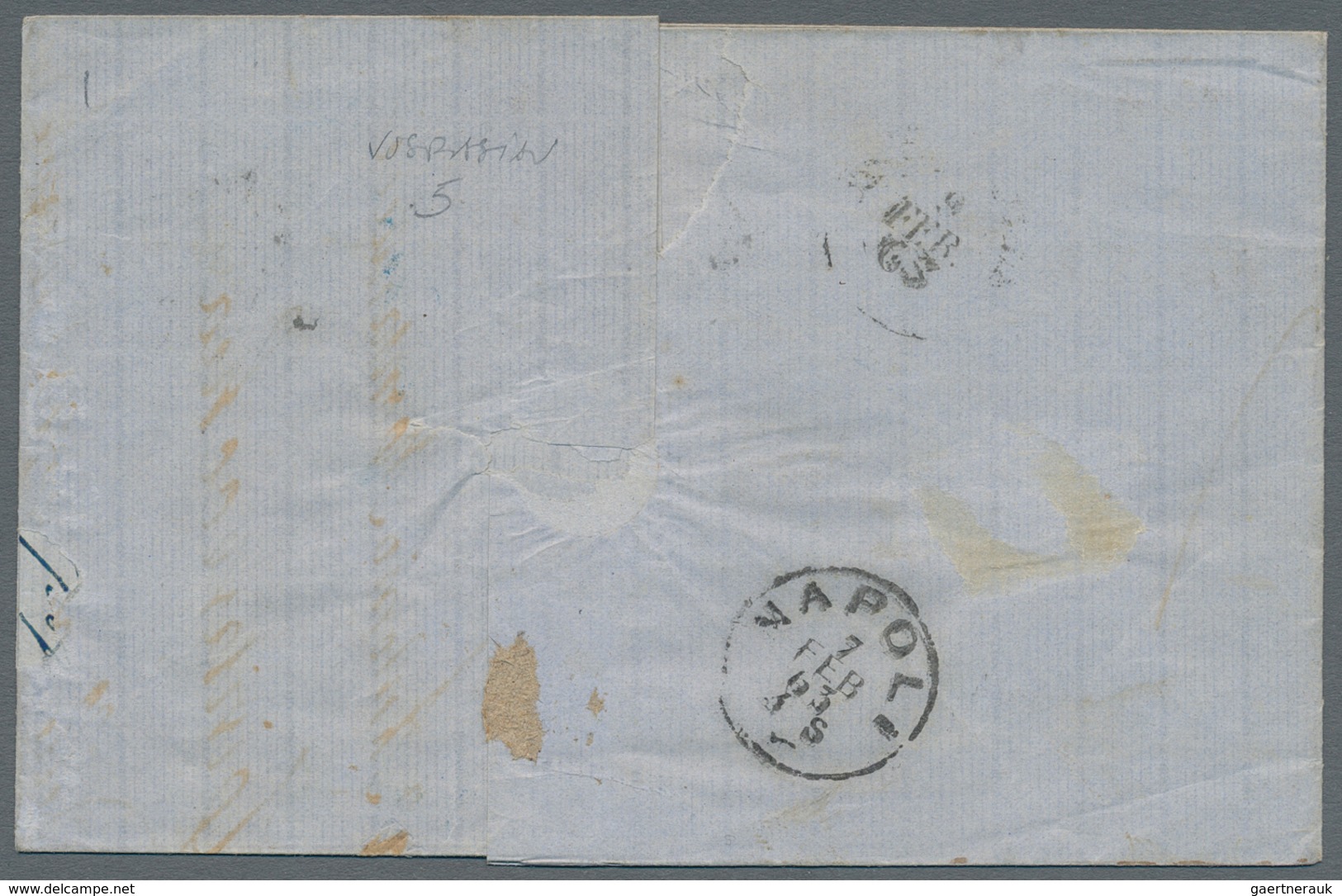 Italien: 1863, 14 C Blue ITALY Together With 5 C Green SARDINIA, Rare MIXED FRANKING, Tied By Double - Ongebruikt