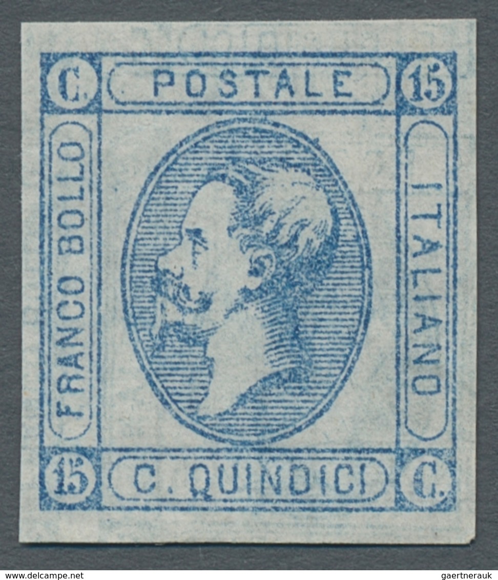 Italien: 1863, "15 C. Machine Test", With Value With Shifted Print On Reverse In Slate Grey, Further - Ongebruikt