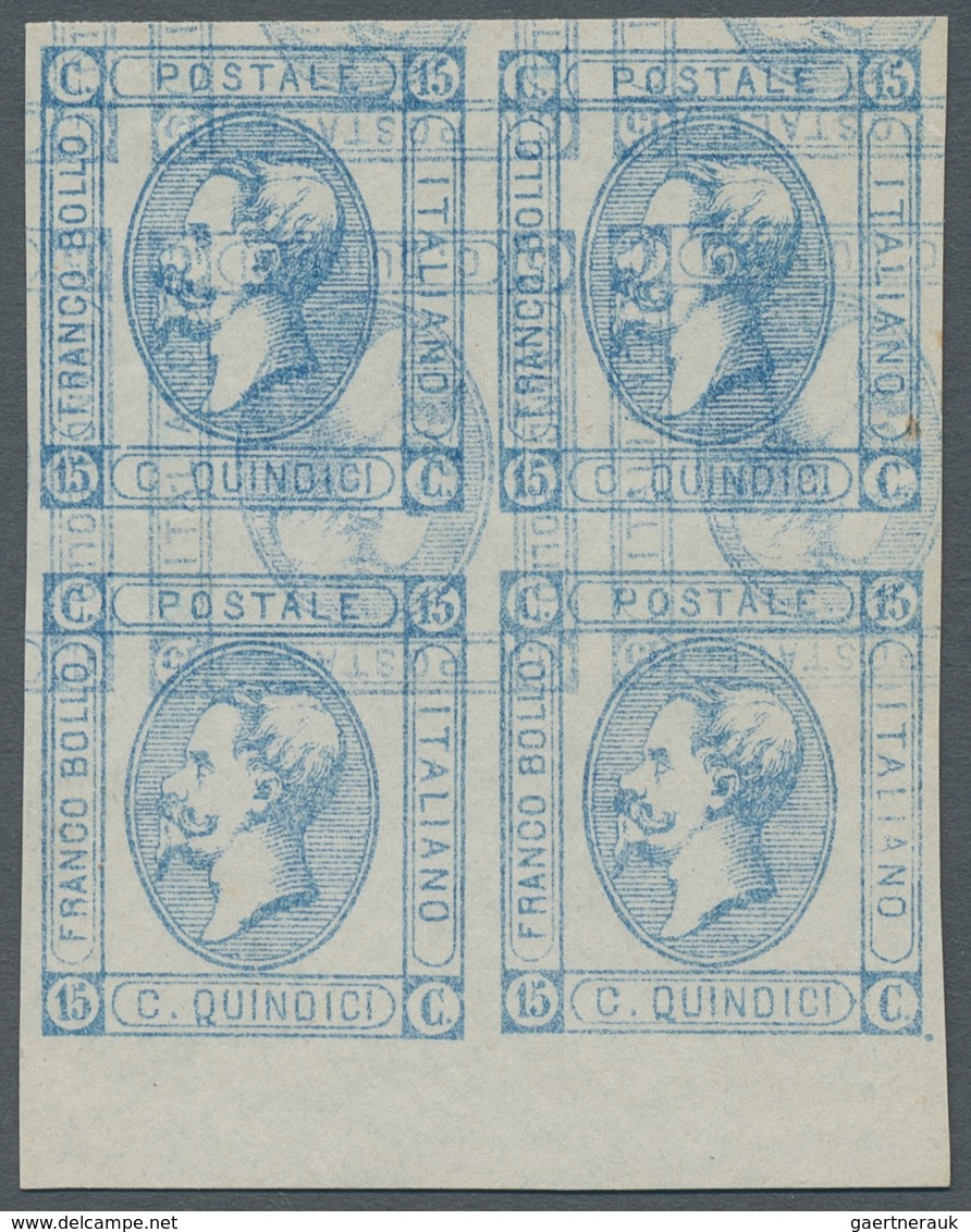 Italien: 1863, "15 C. Machine Test", With Value With Shifted Print On Reverse In Slate Grey, Further - Ongebruikt