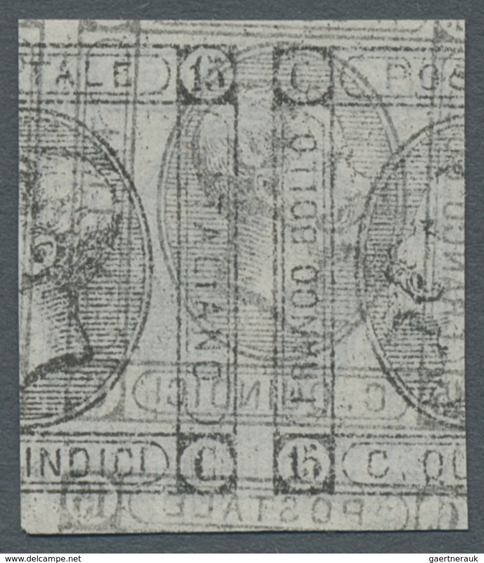 Italien: 1863, "15 C. Machine Test", With Value With Shifted Print On Reverse In Slate Grey, Further - Mint/hinged