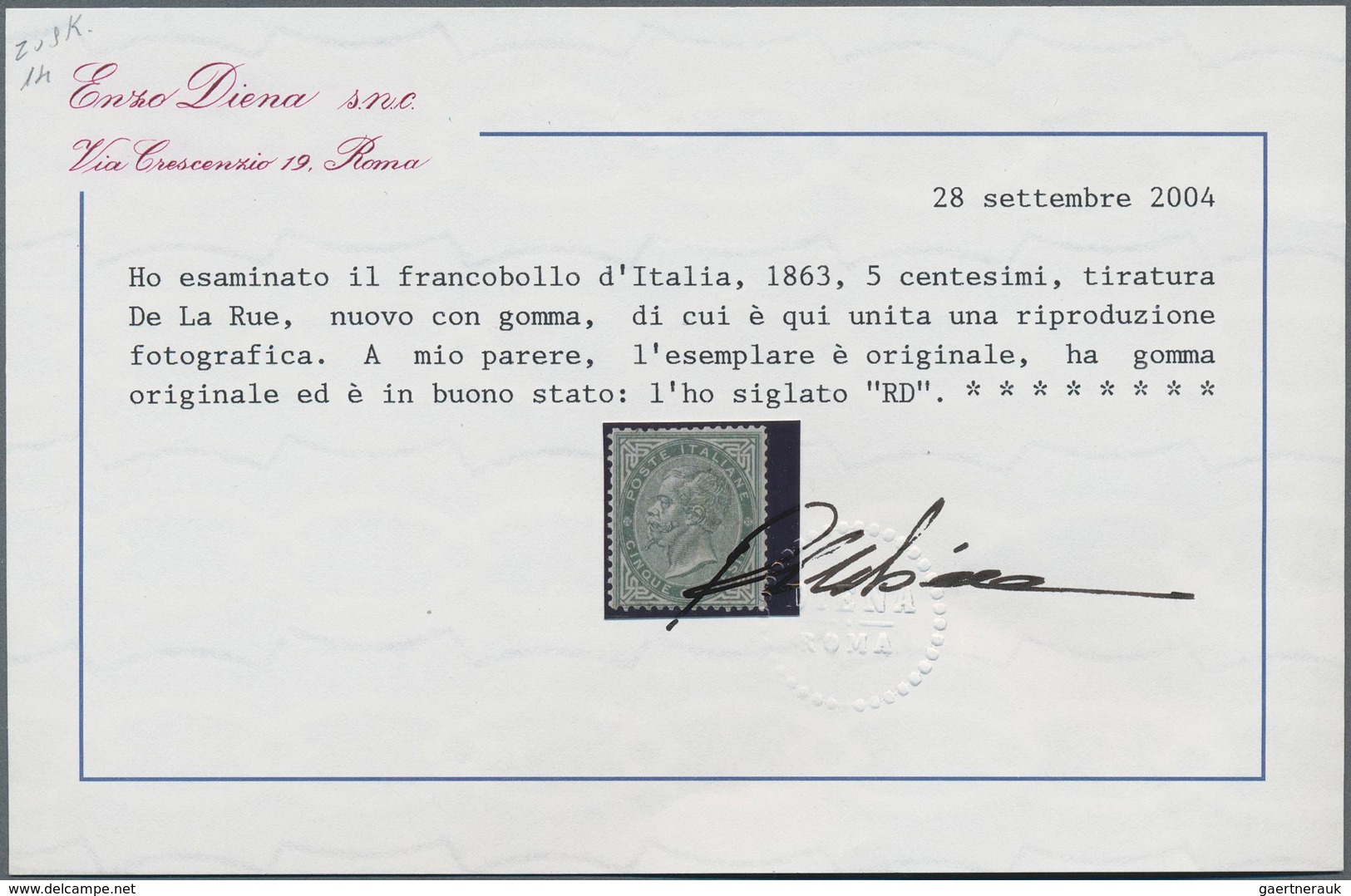 Italien: 1863, 5c. Greyish Olive, London Printing, Fresh Colour, Good Centering, Normally Perforated - Mint/hinged