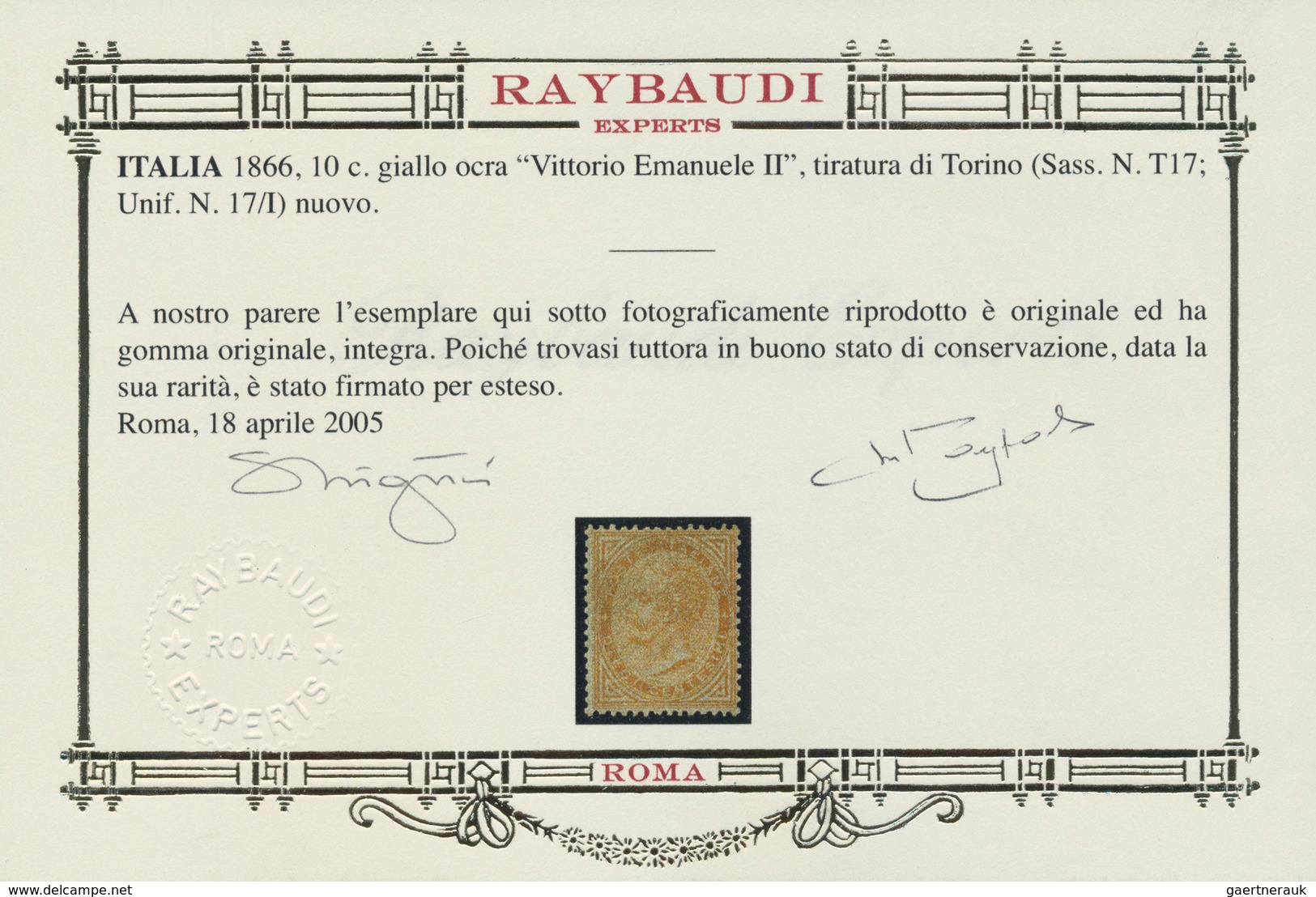 Italien: 1866, 10 C Ocher Yellow Mint Never Hinged, Good Perforation And Fresh Colour, Genuine And I - Ongebruikt