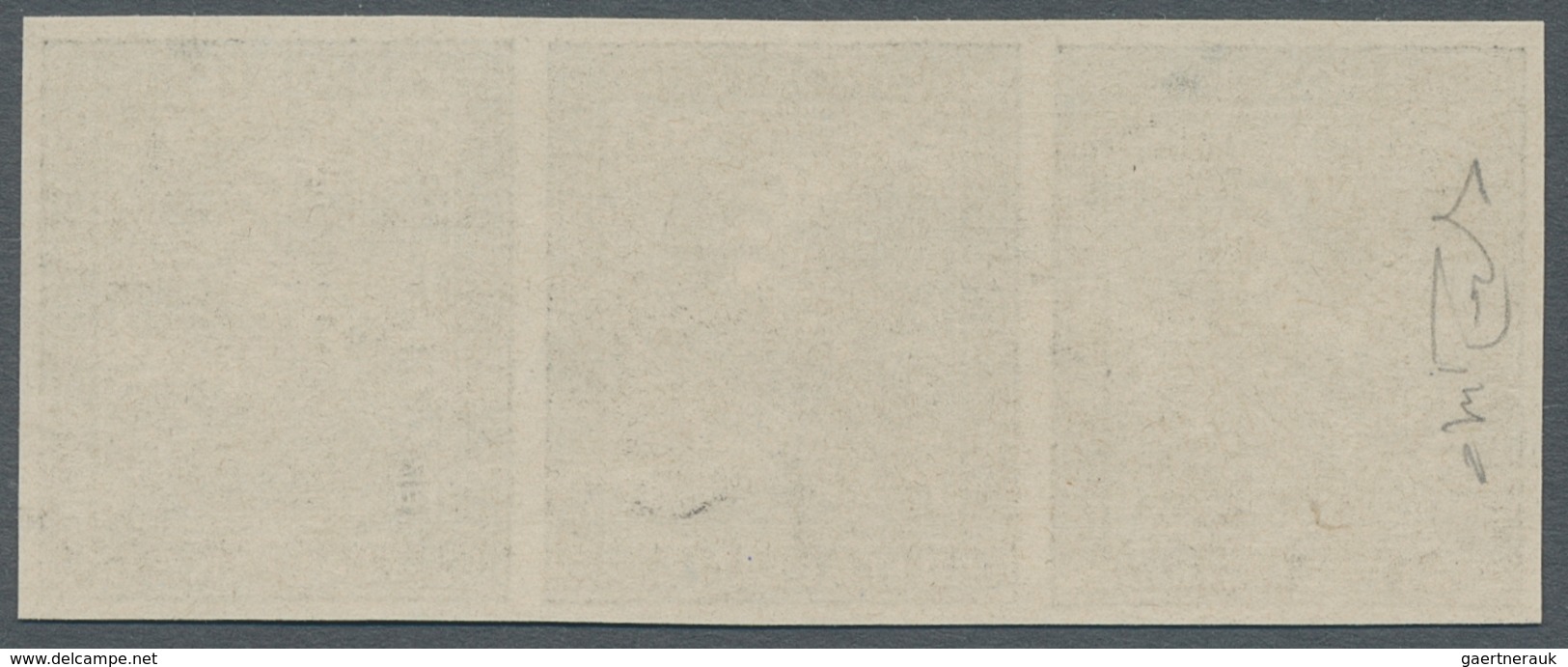 Italien: 1863, "2 C. Numeral Black Proof", Imperforared Horizontal Strip Of Three, As Manufactured W - Ongebruikt