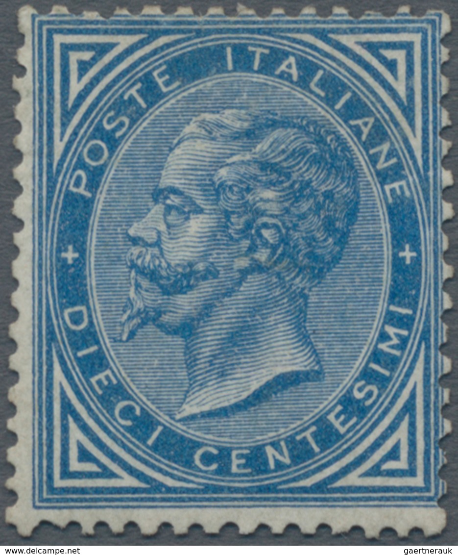 Italien: 1877, KÖNIG VIKTOR EMANUEL II, 10 C. Blue, Mint Hinged, Certificate E. Diena 2001, Fine And - Mint/hinged