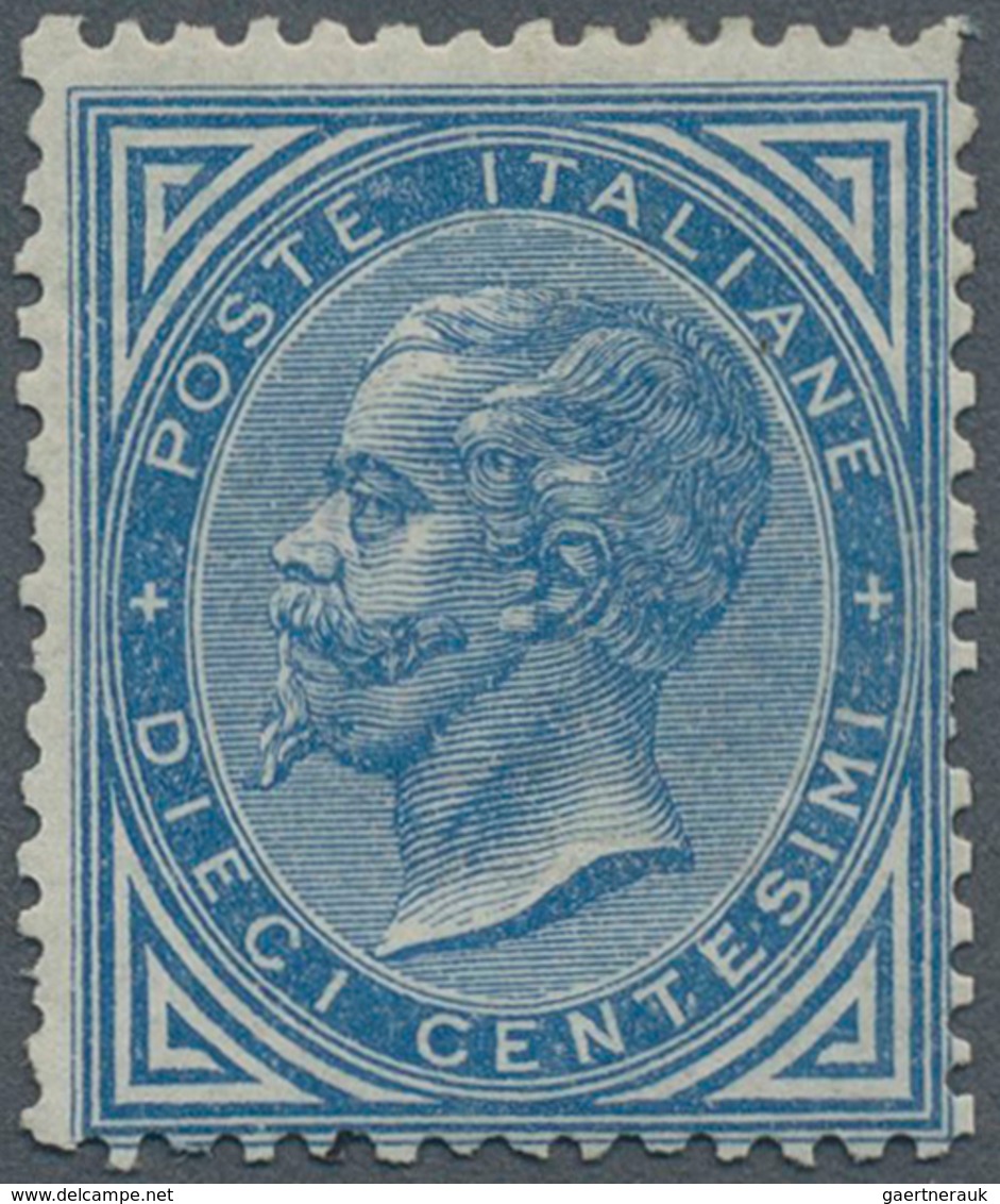 Italien: 1877, 10c. Blue, Fresh Colour, Normally Perforated With Some Uneven Perfs, Mint Original Gu - Mint/hinged