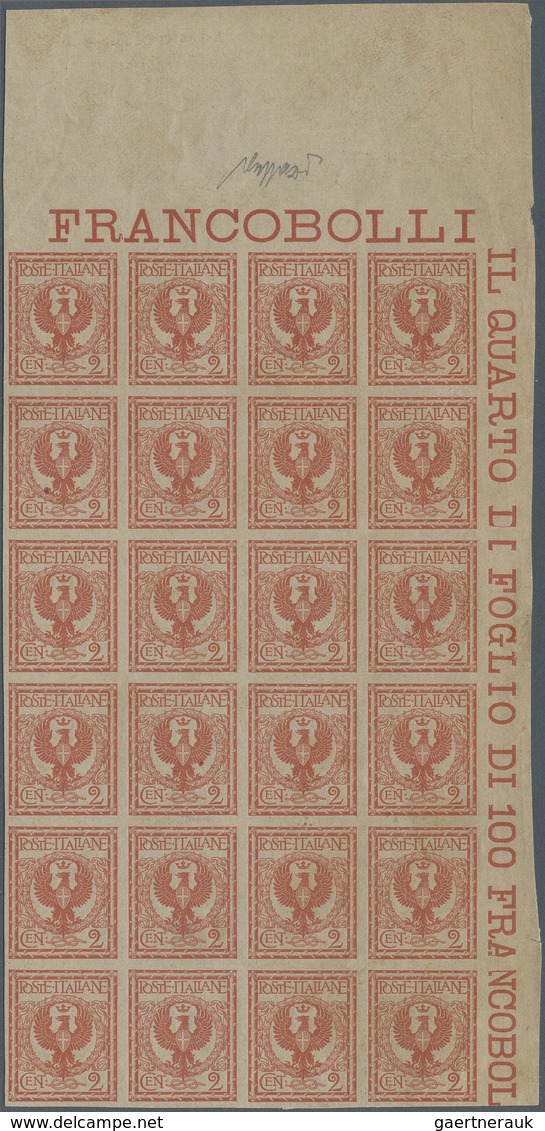 Italien: 1901, Floreale 2c. Reddish Brown, Imperforate Proof On Greyish Unwatermarked And Ungummed P - Mint/hinged