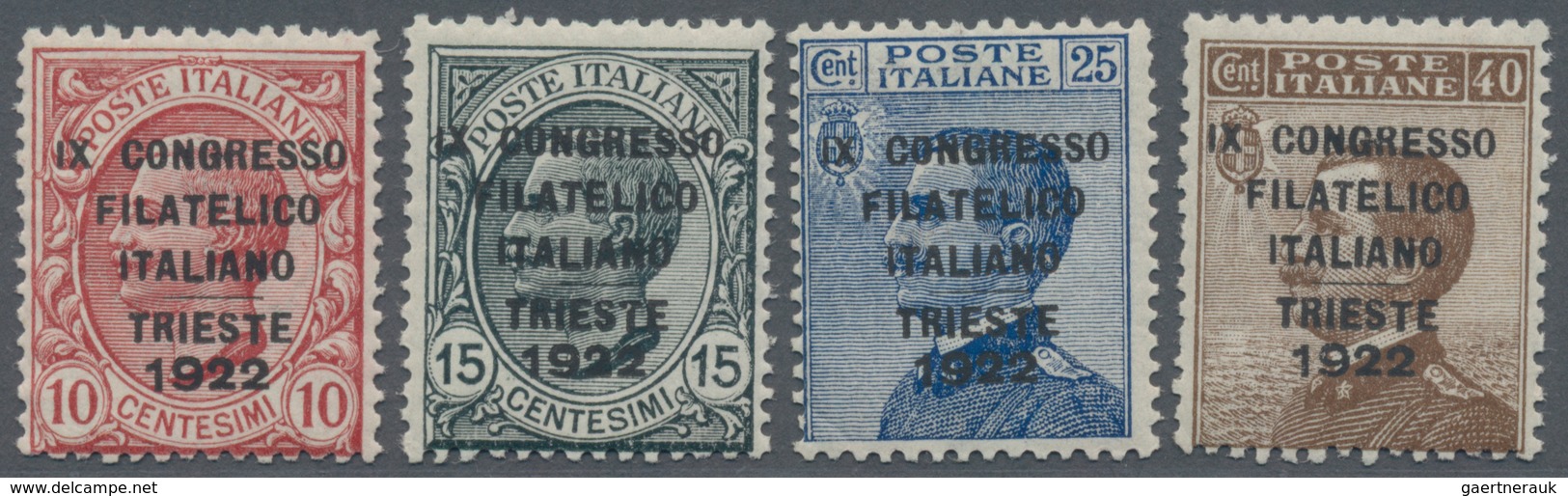 Italien: 1922. Ninth Italian Philatelic Congress, Trieste. Definitives Of 1906/08 Overprinted "IX CO - Ongebruikt