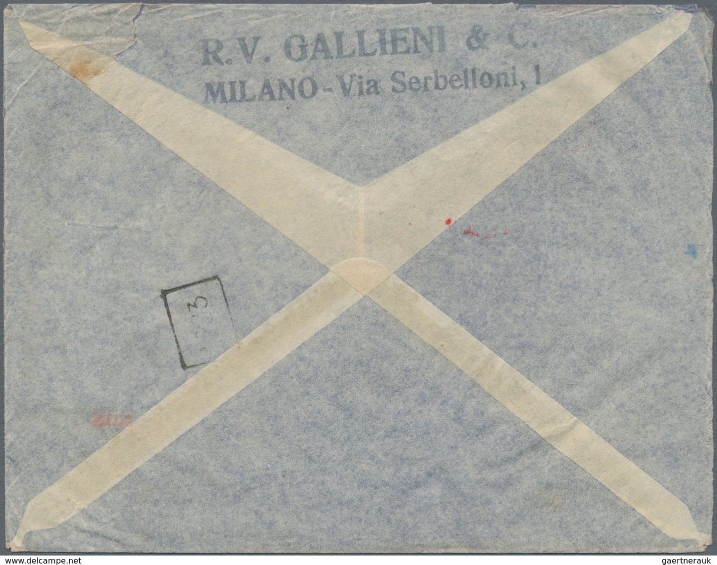 Italien: 1938, 25 Lire Blue-black, Single Franking On Airmail Cover From MILANO 23, 14.5.38, Routed - Ongebruikt